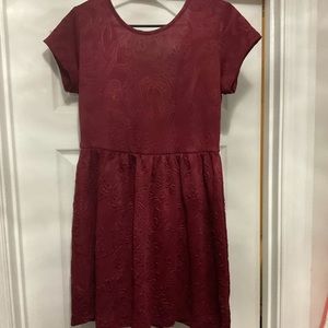 Tie back red skater dress